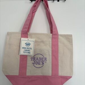 Mini Pastel Canvas Tote Bag by Trader Joe's in Pink *NWT*